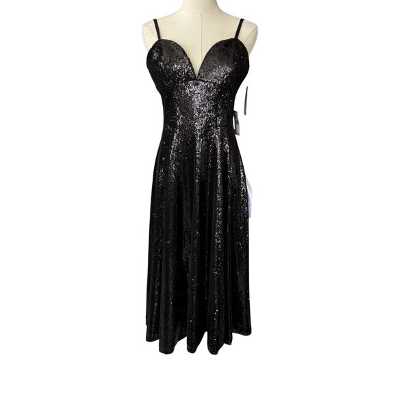 Dress the Population Mimi Sequin‎ Cocktail Dress Ebony Black Size Medium NWT - Picture 3 of 12